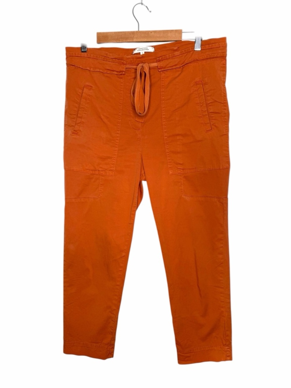 Dorothee Schumacher Orange Cropped Tie Waist Pull On Pants Size EU 1 US XS 2